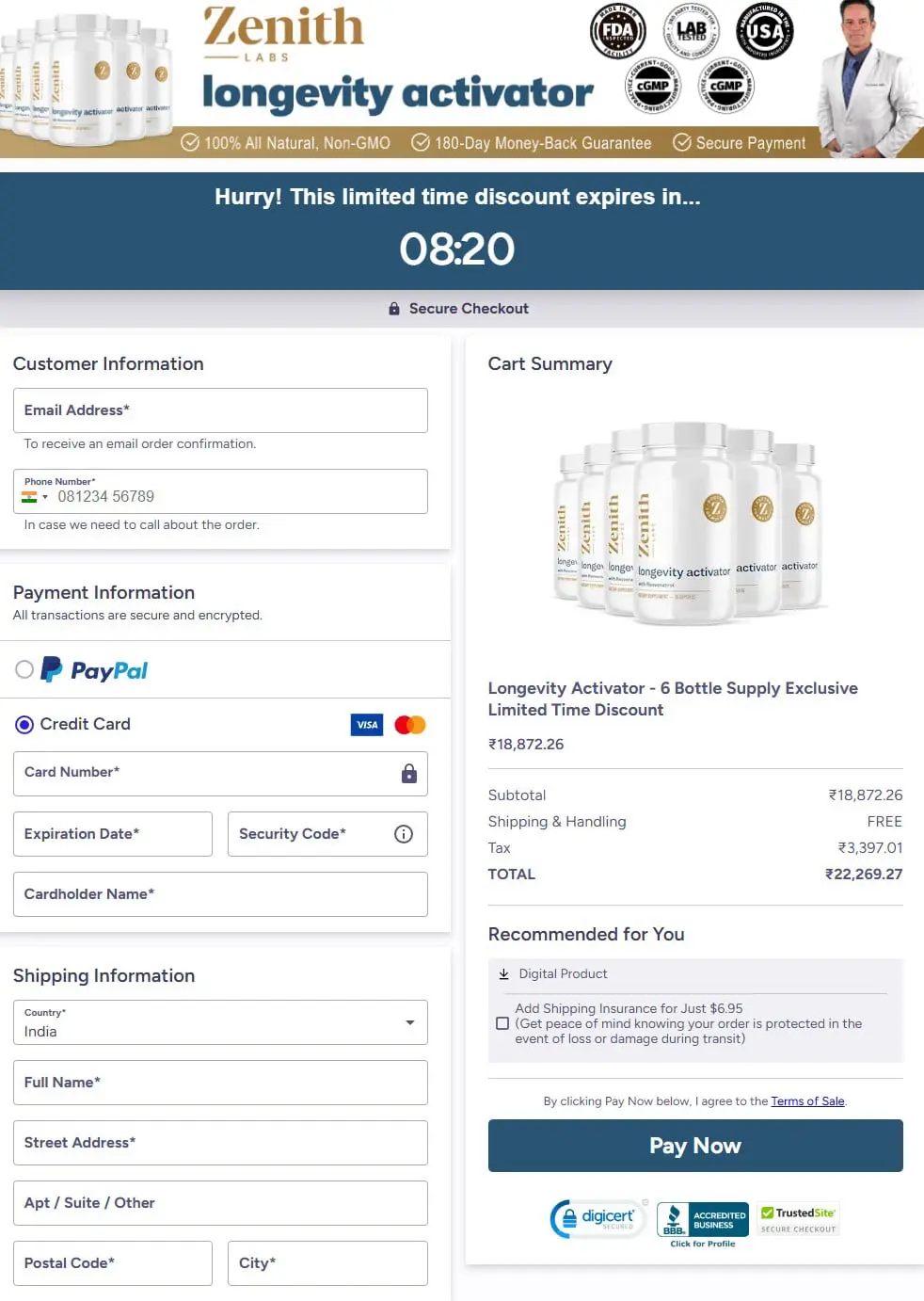 Longevity Activator Order Form